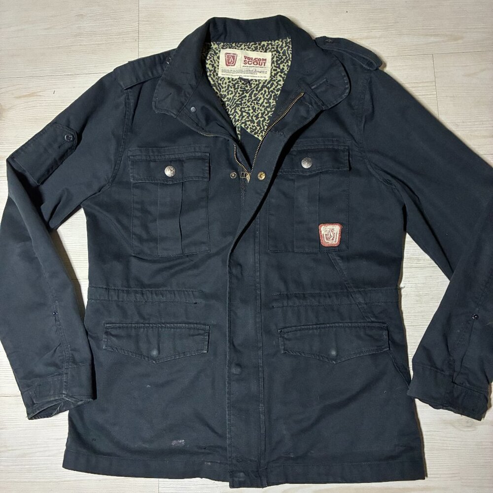 Vintage Volcom "Bondi" Scout Military Jacket - Leopard Print Lining - Y2K Skate - Picture 2 of 9